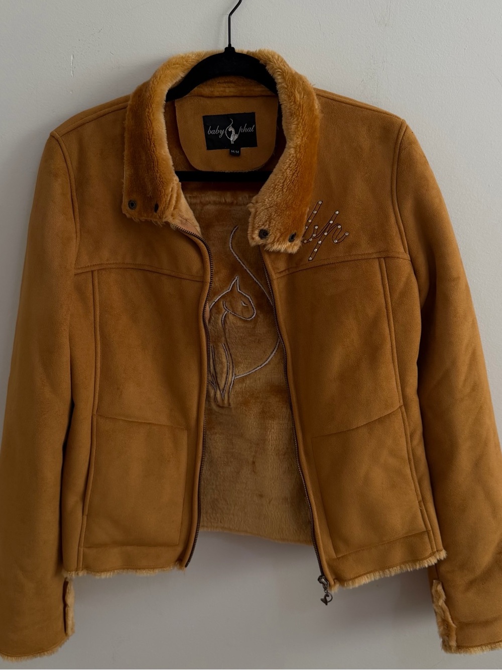 Baby Phat Mustard Tan Faux-Suede Teddy Jacket